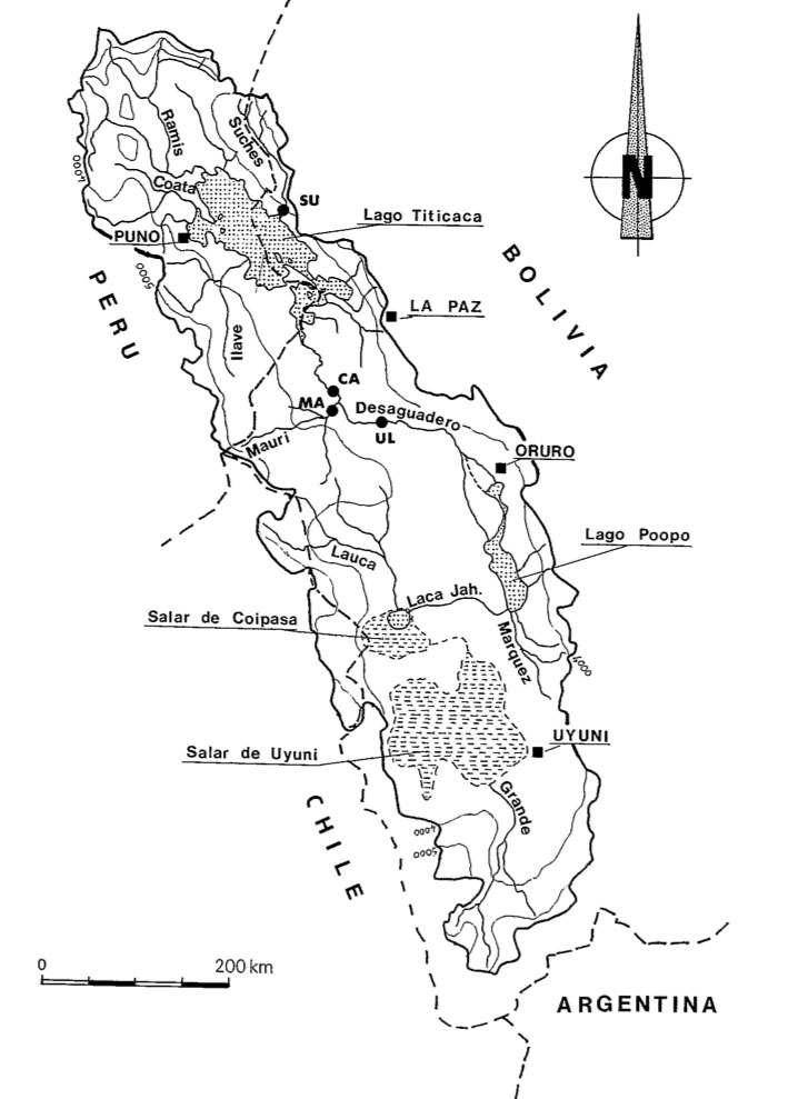 Altiplano drainage basin in Bolivia, Chile, and Peru