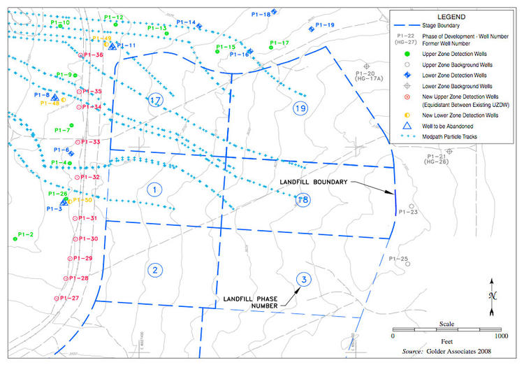 ;Proposed network of monitoring wells for phases 1-3 and 17-19