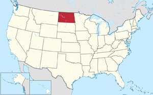 Location of North Dakota in the United States.