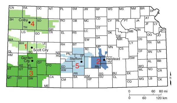 Distritos de manejo de agua subterrnea en Kansas.