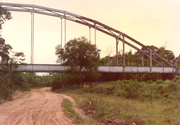 Railroad bridge spanning an old course of Pirai river, Santa Cruz de la Sierra, Santa Cruz department, Bolivia.  