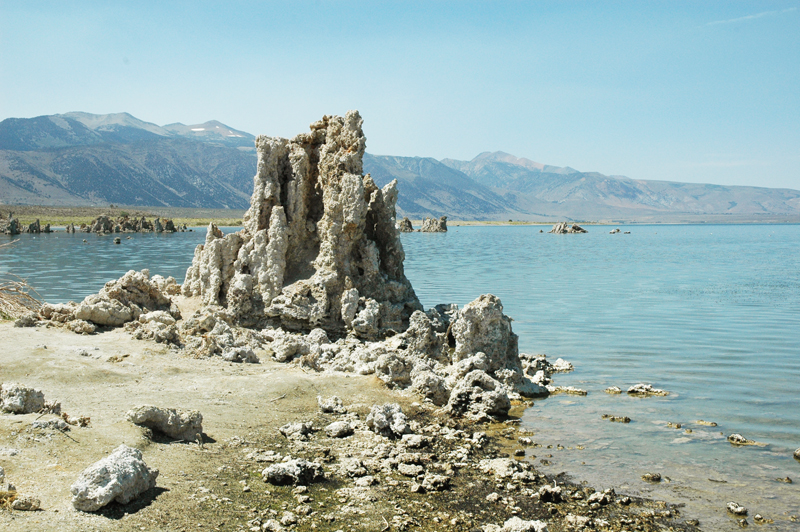 Tufa limestone formations exposed in Mono Lake, California