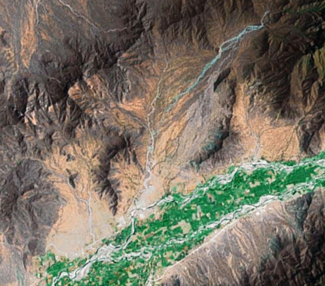 Imagen satelital del sitio propuesto para el embalse Calicantro