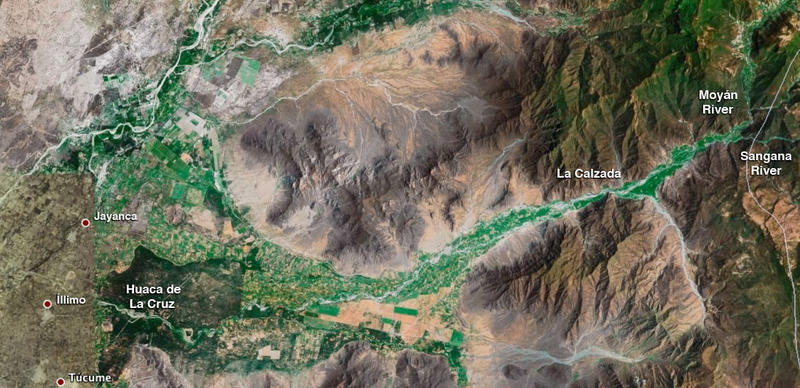 Satellite image of the upper and middle La Leche river valley