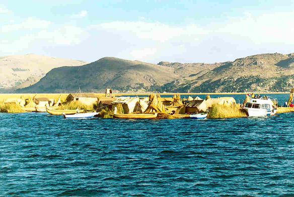 Floating island of Santa Maria, Uros, Lake Titicaca, Peru (2004).  