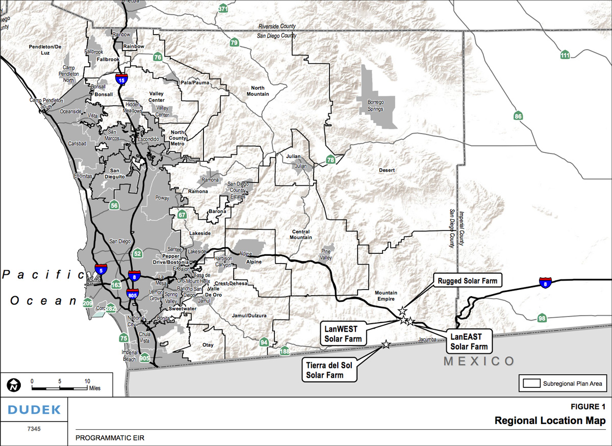 Location of Soitec solar projects in San Diego County