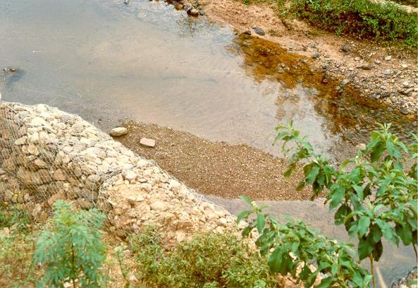 River defenses on the Laja river. 