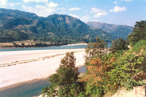 The river Kosi, on the foothills of the Himalayas, Bihar, India. 